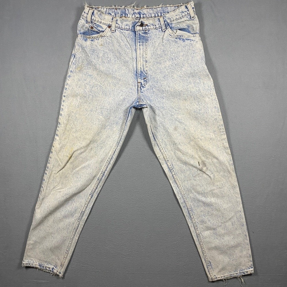 VTG Levis 550 Orange Tab Acid Wash Relaxed Tapered Jeans Mens 36x32 Distressed
